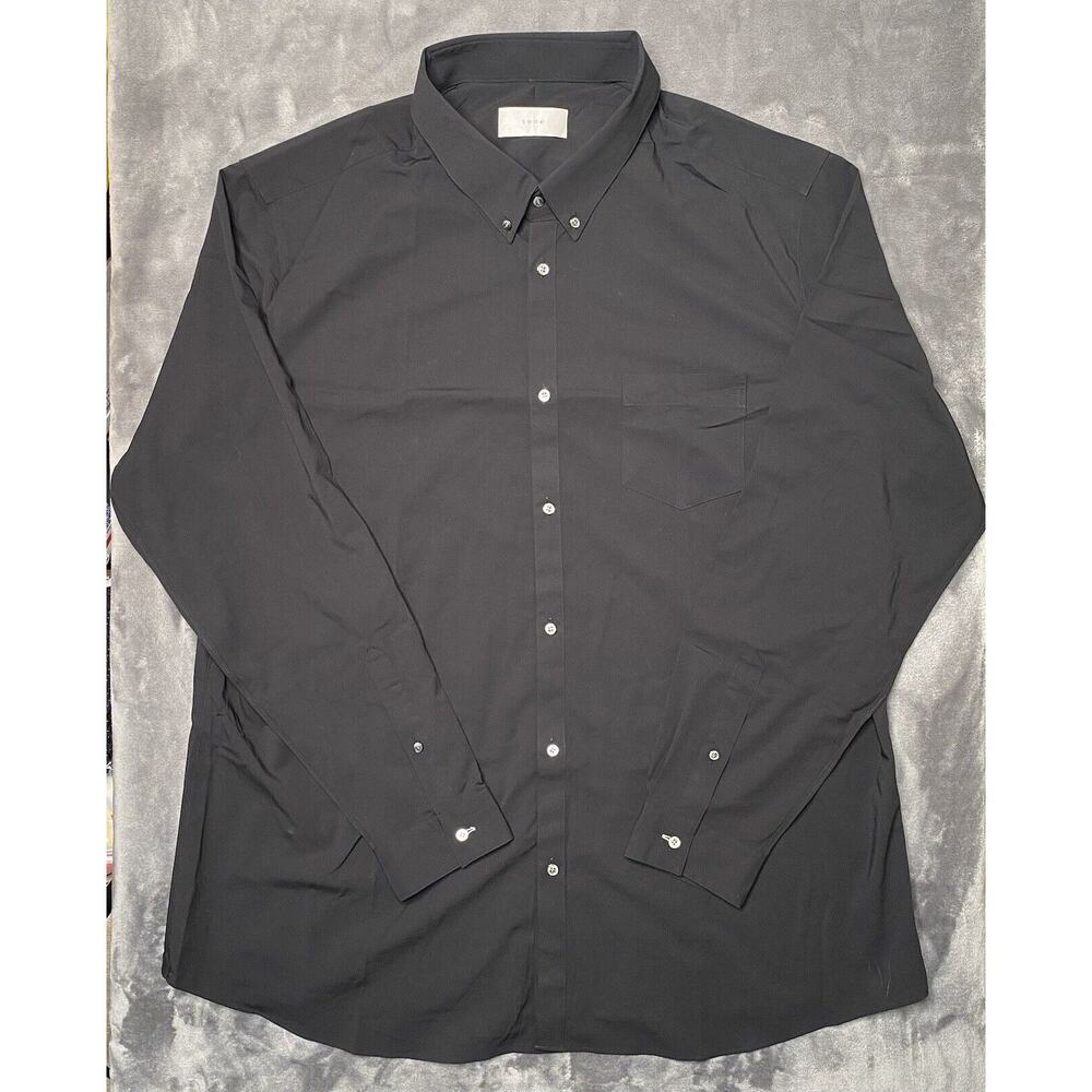 Sene Mercer Button Down Dress Shirt Men's XXL Black Long Sleeve Breeze Tech